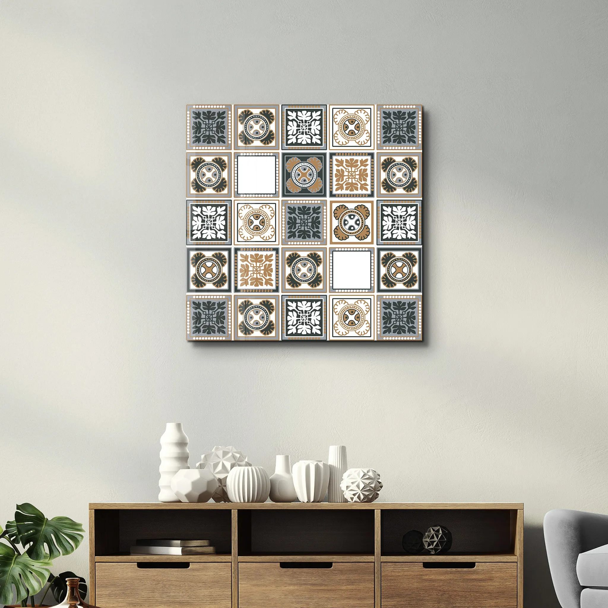 Light-Brown Italian Ceramic Tiles Collection | Glass Wall Art