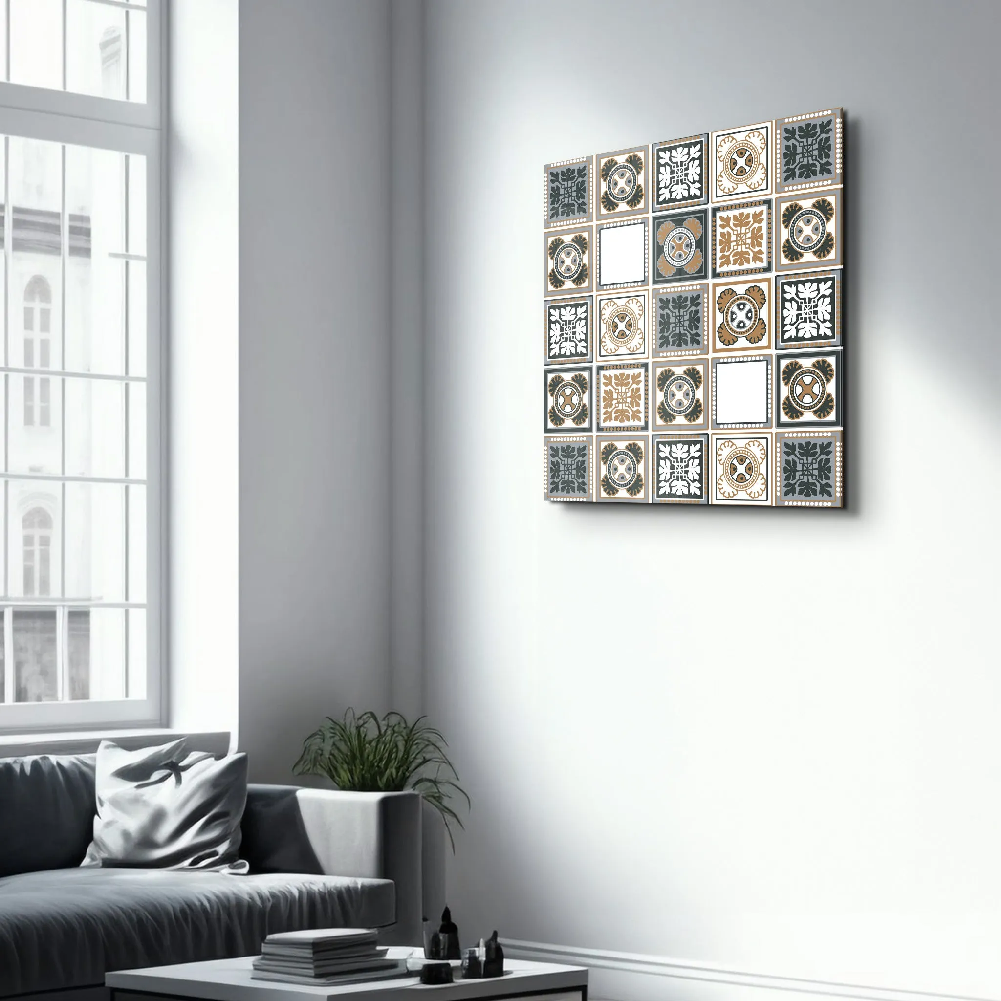 Light-Brown Italian Ceramic Tiles Collection | Glass Wall Art