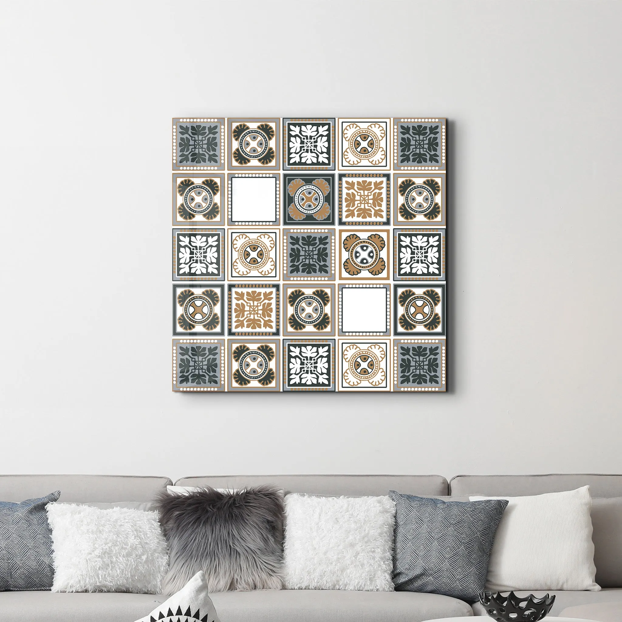 Light-Brown Italian Ceramic Tiles Collection | Glass Wall Art