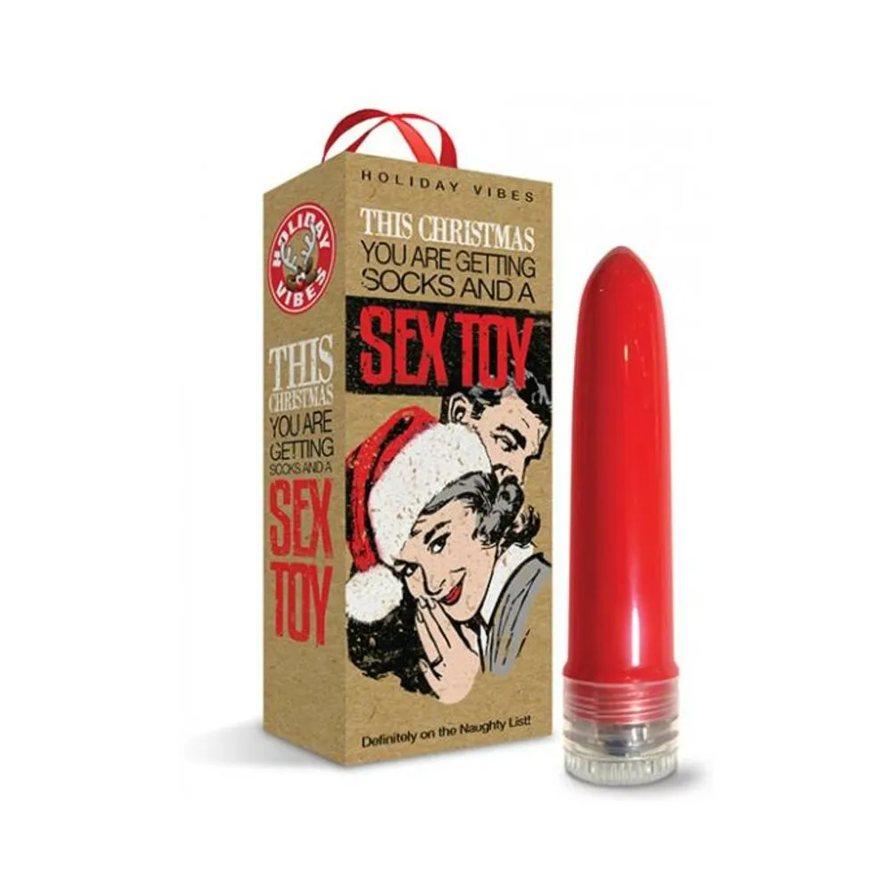 Naughty List Gift Socks And A Sex Toy 4 In. Multi-speed Vibe With Storage Bag