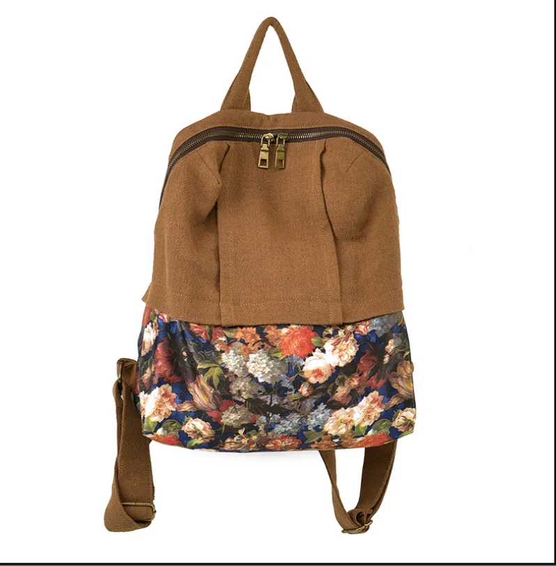 PatchWork Floral Large Casual Simple Women Travel Backpack Shoulder Bag 6335