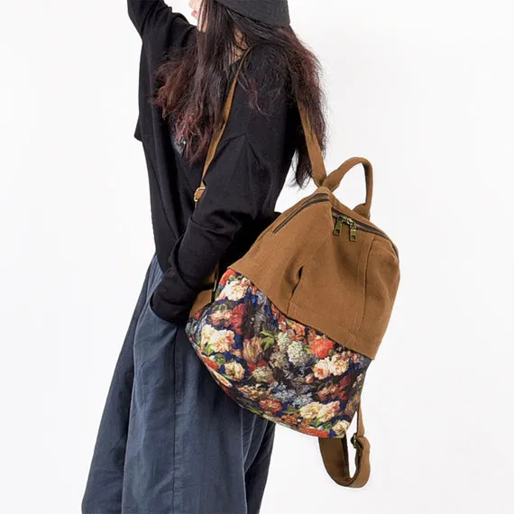 Patchwork Floral Simple Style Women Backpack Shoulder Bag