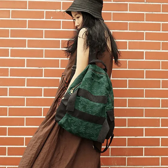 Patchwork Lace Green Simple Style Women Backpack Shoulder Bag