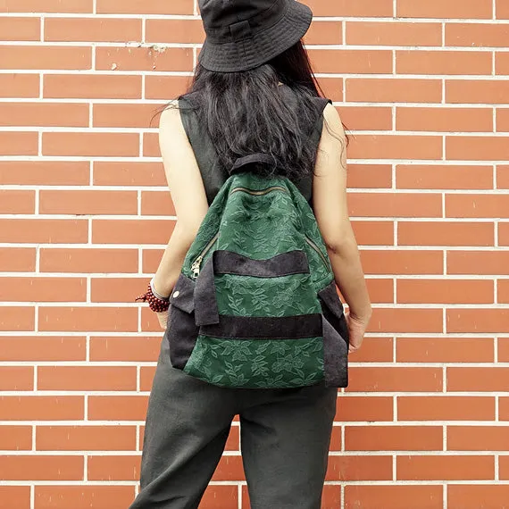 Patchwork Lace Green Simple Style Women Backpack Shoulder Bag