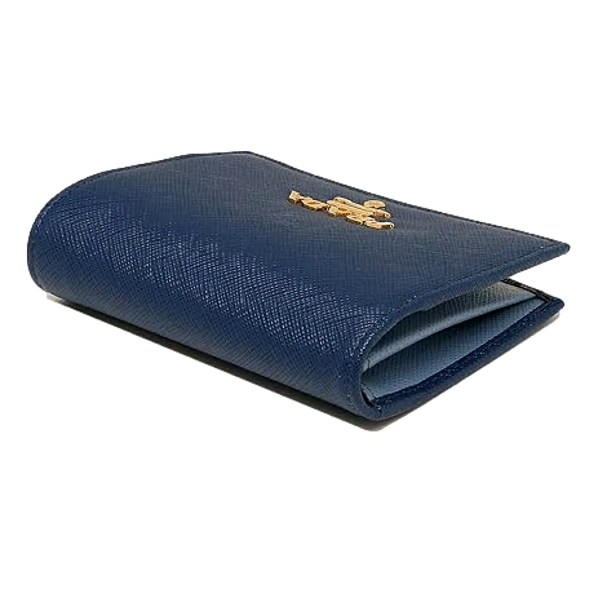 Prada Womens Saffiano Multi-Color Folding Wallet Bluette Blue and Astrale