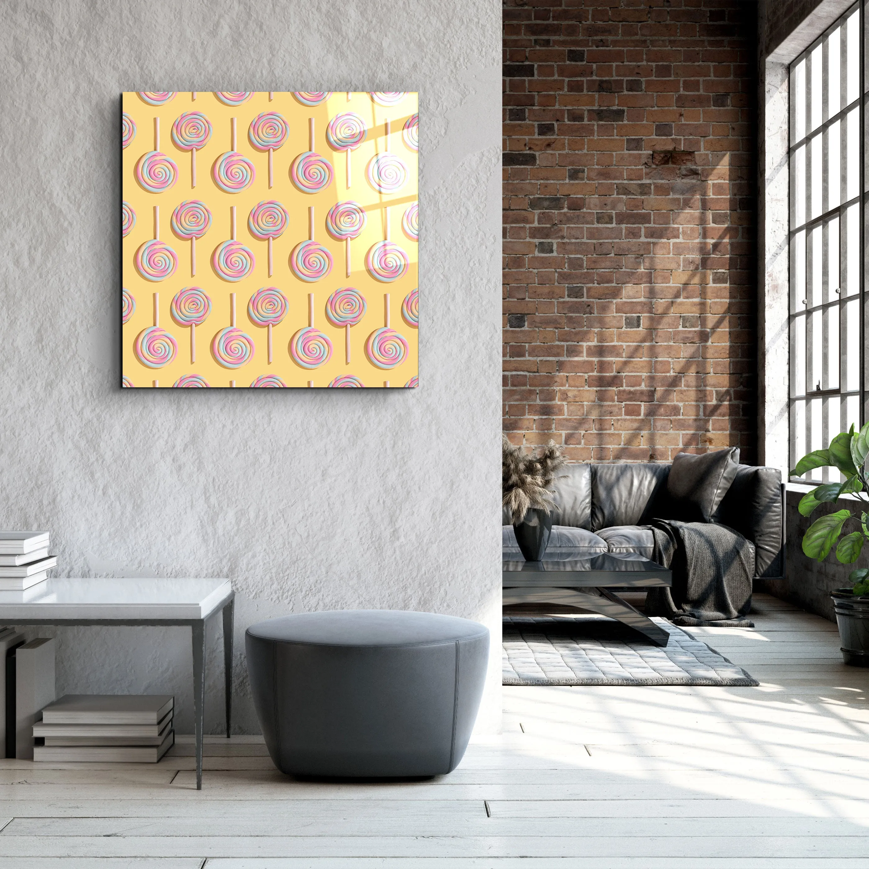 ."Retro Lollipops". Designer's Collection Glass Wall Art