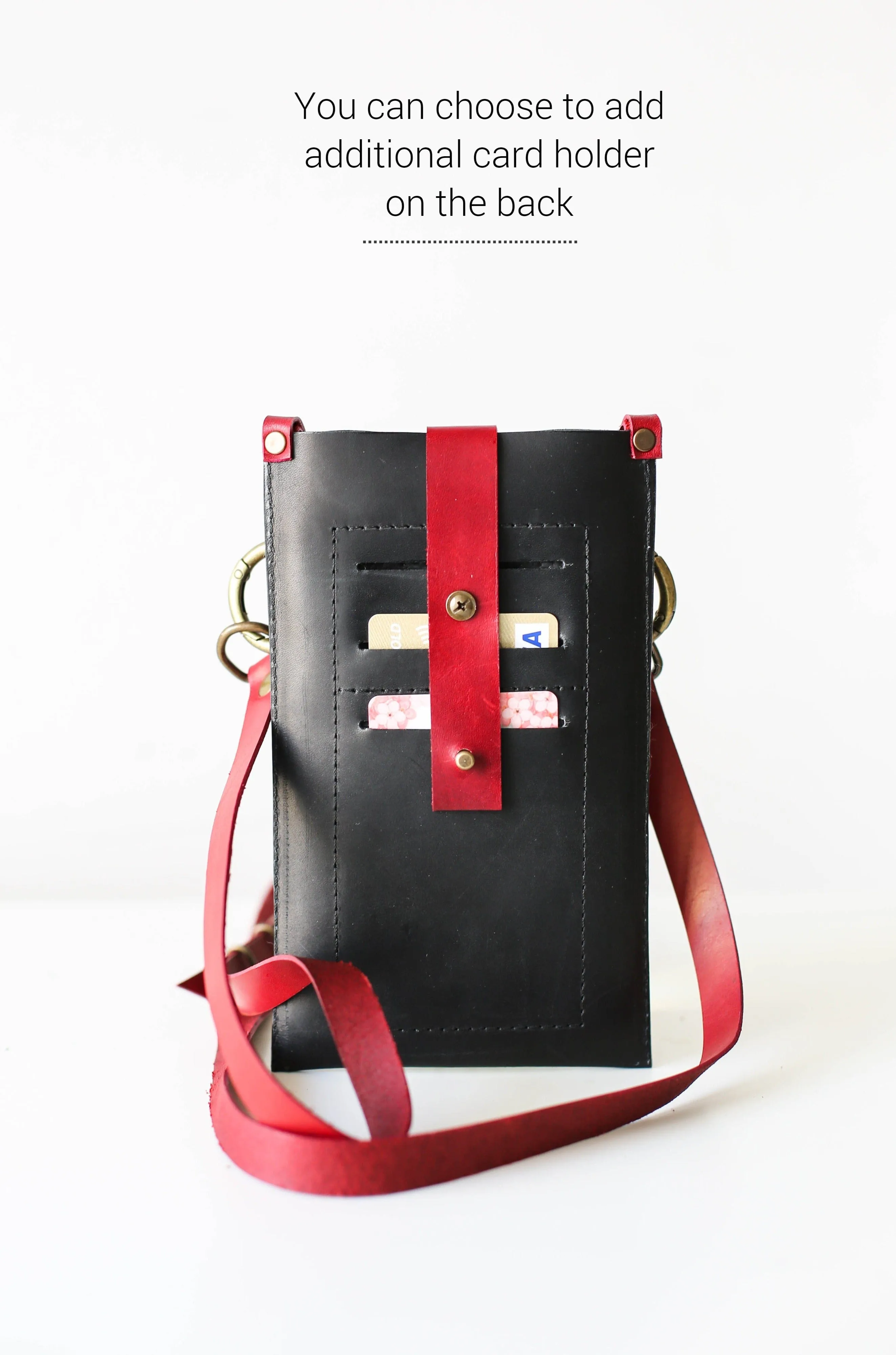 Red & Black Leather Phone Bag