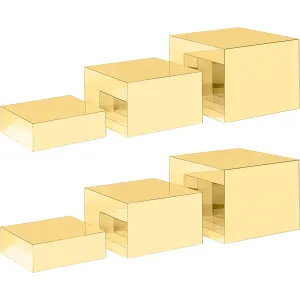 Red Co. Set of 3 Glossy Gold Acrylic Cube Display Nesting Risers with Hollow Bottoms - 2 Pack