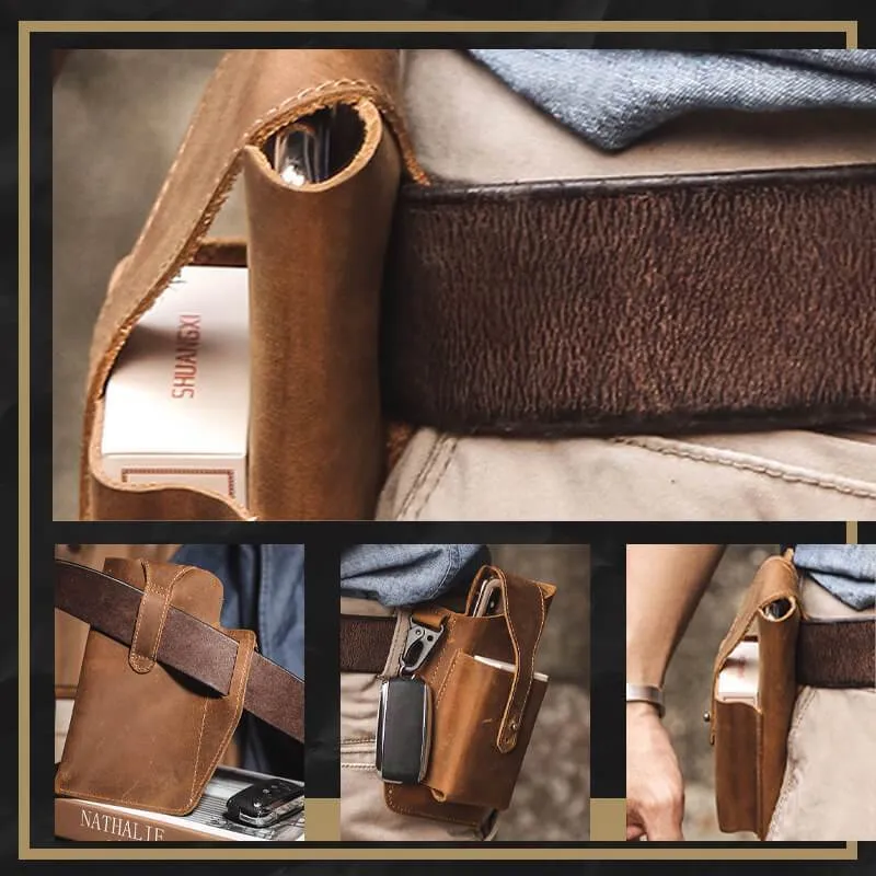 Retro Leather Multifunctional Phone Holder Waist Bag