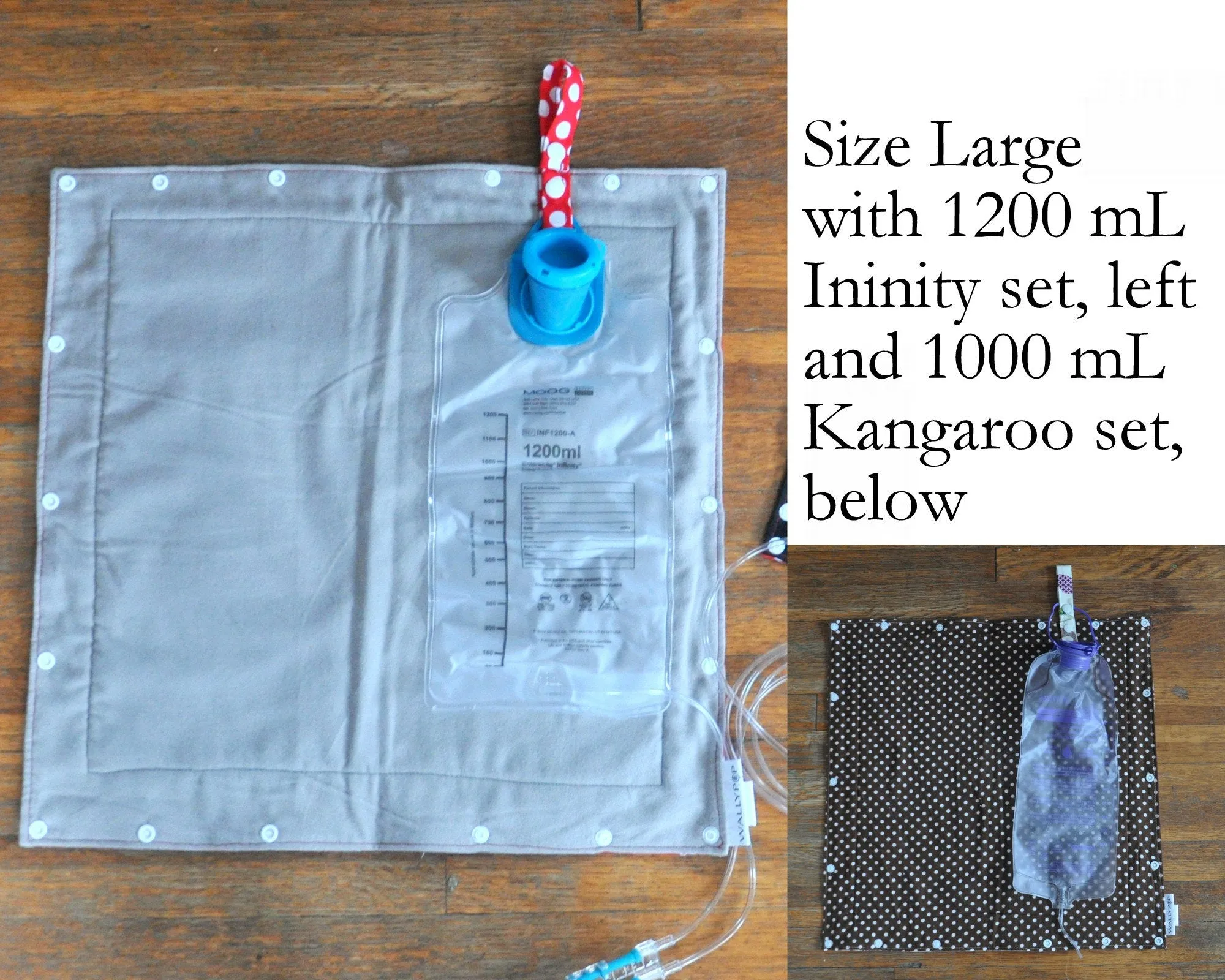 SET of Custom Made Feeding Tube Accessories - Insulated Feeding Pump Bag Cover, 2 Cord Clips, Connector Cover