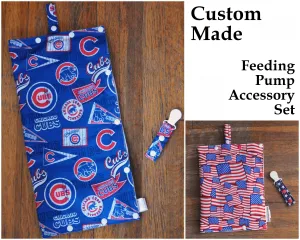 SET of Custom Made Feeding Tube Accessories - Insulated Feeding Pump Bag Cover   Cord Clip