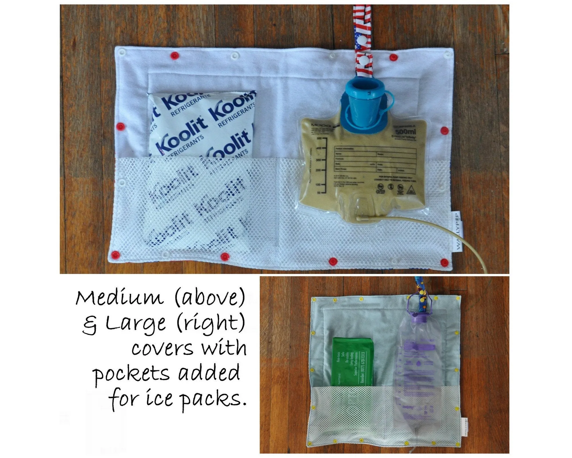 SET of Custom Made Feeding Tube Accessories - Insulated Feeding Pump Bag Cover   Cord Clip