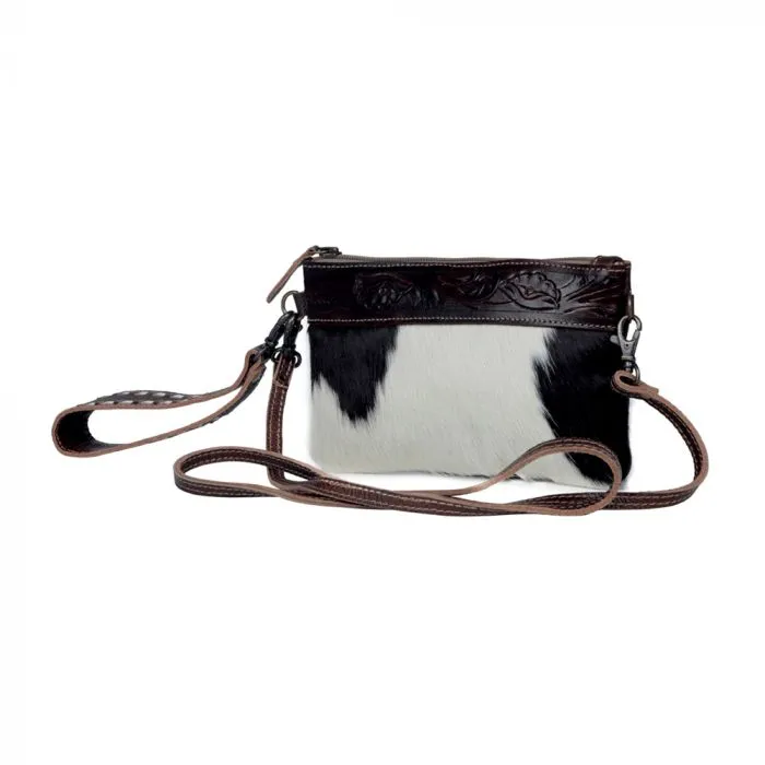 Specked Belt Bag - Black & White Cowhide