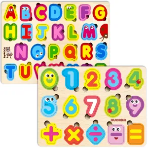 Wooden Puzzles for Toddlers | Alphabet & Numbers