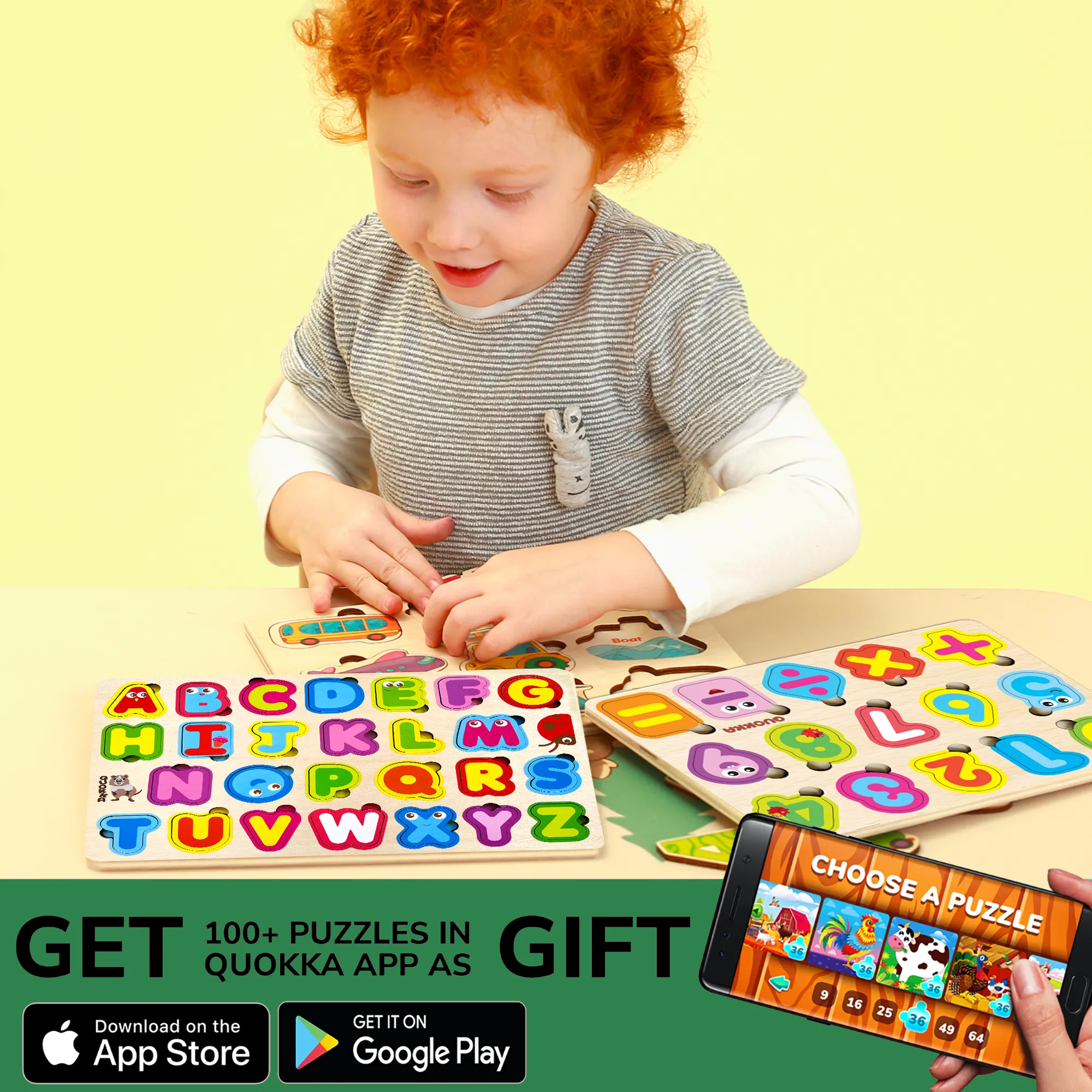 Wooden Puzzles for Toddlers | Alphabet & Numbers